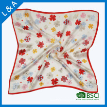 Real Silk Satin Flowers in The Small Square Scarves, Stewardess Scarf